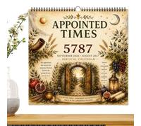 Calendrier mural biblique 5787 - Jours fériés hébreux 2026-2027 | Reliure en spirale illustrée des Écritures, marque le samedi et les temps indiqués, pour l'étude du foyer