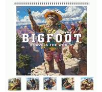 Calendrier mural Bigfoot autour du monde 2026 - 12 mois, thème voyage amusant, avec grandes grilles mensuelles, 30 × 30 cm, reliure spirale, calendrier cryptide pour la maison et le bureau (1)