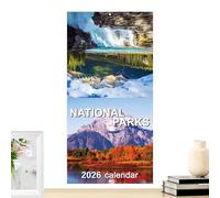 Calendrier mural - Calendrier 2026 des parcs nationaux - Planificateur annuel avec blocs lignés - Papier épais de janvier à décembre - Pour la maison, le bureau, l'école