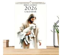 Calendrier mural - Calendrier chrétien 2026 pour mur - Planificateur religieux Jésus tenant des moutons - Décoration d'intérieur pour homme et femme