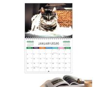 Calendrier mural - Calendrier mural mensuel avec illustrations de scènes, oiseaux, paysage, chat, chien, peinture à l'huile, motifs floraux | Planificateur papier pour la maison, le bureau