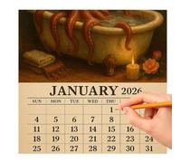 Calendrier Mural | Calendrier Murale 2026 Période de 12 Mois sur le Thème des Pieuvres,Planificateur de Tâches avec Écriture Fluide de Janvier à Décembre pour la Famille, l'École et le Bureau