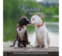 Calendrier mural carré 2026 motif baisers d'animaux - 16 mois - Collection de photographies mignonnes - Pages d'aperçu mensuel