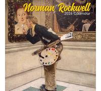 Calendrier mural carré 2026 - Norman Rockwell 30,5 x 30,5 cm, vue mensuelle, 16 mois, thème artistique, comprend 180 autocollants de rappel