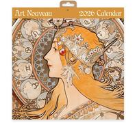 Calendrier mural carré Art nouveau 2026 | Planificateur mensuel avec des œuvres classiques d'Alphonse Mucha, Georges de Feure