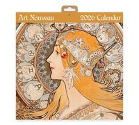 Calendrier mural carré Art nouveau 2026 | Planificateur mensuel avec des œuvres classiques d'Alphonse Mucha, Georges de Feure, Verneuil, Rhead et plus encore