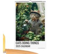 Calendrier Mural Chat 2025 - Planificateur mensuel amusant avec chats adorables | Organisateur de famille de 12 mois pour les amoureux des chats, les enfants, les adultes | Idée cadeau avec des