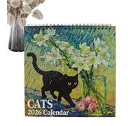 Calendrier mural chat 2026 - Jan-Décembre 2026 Outil de planification, calendrier mensuel chat | Pour planifier les amateurs de chatons, maison, salle d'étude, bureau, salle de classe