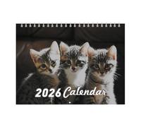 Calendrier mural chat 2026, planificateur mensuel de 12 mois avec papier épais, fournitures scolaires et de bureau sur le thème du félin mignon pour bureau, chambre, cuisine, appartement, hôtel, salon