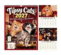 Calendrier Mural Chat 2027 Épais Planificateur 12 Mois Décoration Maison | Calendrier Mural Organisateur Planificateur Pour Amoureux Des Animaux Adultes Femmes Hommes