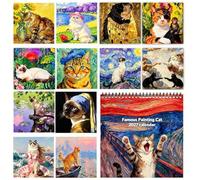 Calendrier mural chat planificateur de chats 12 mois et artistique | Planificateur calendrier mensuel pour lecture, santé mentale, étude, école, ménage, vacances, nettoyage
