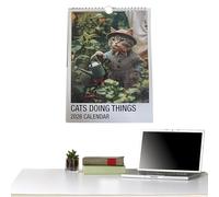 Calendrier mural chat - Planificateur mensuel avec animaux - Planificateur mensuel 2026 avec chats mignons - Œuvres d'art pour la maison, le bureau, la décoration scolaire