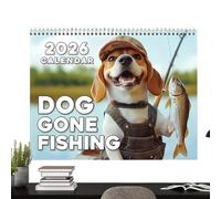 Calendrier Mural Chiens - Calendrier Mensuel 2026 Chiens à la Pêche - Fournitures Bureau Papier Épais pour Événements Quotidiens Rendez-vous Échéances Salle de Classe École Atelier,Agenda