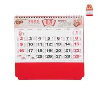 Calendrier Mural Chinois 2025 Rouge en Papier, Relief Traditionnel | Décor Festif et Symbole Amulette, Souvenir de Collection, pour Mur la Cuisine Restaurant
