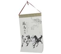 Calendrier Mural Chinois 2026 Année du Cheval Rouleau en Papier Décoratif | Art Traditionnel Asiatique à L'encre, 24 Termes Solaires, Bureau ou Chambre D'étude, Présent Prêt à Offrir
