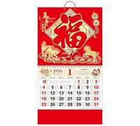 Calendrier mural chinois 2026, calendrier lunaire de l'année du cheval, calendriers mensuels 2026, calendrier mural Feng Shui du Nouvel An, décoration murale à suspendre pour restaurant chinois