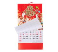 Calendrier Mural Chinois 2027 Année du Chèvre, Papier Rouge | Style Feng Shui Traditionnel, Impression Vive et Calligraphie, Cuisine, Nouvel An Lunaire, Planning Familial