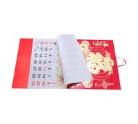 Calendrier Mural Chinois 2027 du Mouton, Élégant, Papier Rouge | Reliure Solide, Facile à Suspendre, Dates Clés des Fêtes Chinoises, pour Bureau et Maison