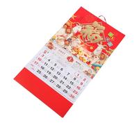 Calendrier Mural Chinois 2027 Rouge à Suspendre, Papier, Lunaire | Nouvel An Chinois, Style Ferme, Suit Fêtes et Dates Amulette, Phases Lunaires, Décoration Murale