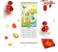 Calendrier mural chinois à volutes - Calendrier mural chinois 2025 | Calendriers lunaires chinois | Calendrier en imitation rotin pour maison, restaurant, école, L Decor