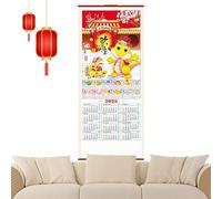 Calendrier mural chinois à volutes - Calendrier mural chinois 2025 | Calendriers lunaires chinois | Calendrier en imitation rotin pour maison, restaurant, école, L Decor