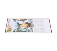 Calendrier Mural Chinois Année du Chèvre, Défilant Mensuel en Papier | Style Traditionnel, Motif Rotin, Suivi Lunaire et Solaire, pour Salons de Thé et Bibliothèques