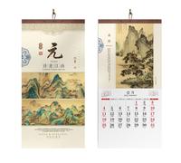 Calendrier mural chinois minimaliste créatif 2026, calendrier lunaire, année du cheval, peinture à l'encre, parchemin, nouvel an, pendentif (4)