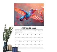 Calendrier mural colibri - Planificateur de 12 mois 2026 - Calendrier d'illustration créatif pour la maison, le bureau, l'école, la décoration, les amateurs d'oiseaux, les amoureux de la nature