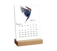 Calendrier Mural D’oiseaux 2026 - Planificateur Mensuel Vertical D’aquarelle | Calendriers Sur Support En Bois De 230g, Calendrier Funny Bird 2026, Organisateur De Bureau À Domicile Pour La Planificat