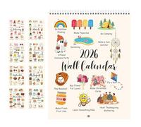Calendrier mural d'activités amusantes 2026 : Dites adieu aux journées ennuyeuses - Transformez 365 jours en petits rituels joyeux, calendrier mural mensuel illustré et fantaisiste (1Pcs)
