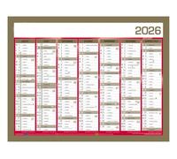 Calendrier mural de Banque Or 27 x 21cm carton rigide - 2026