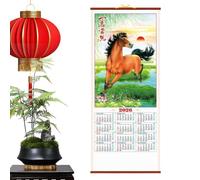 Calendrier Mural De Bureau Organisateur Mensuel Décoratif Accrochable | Année du Cheval Calendrier Chinois Pour Maison Bureau École Fête du Printemps