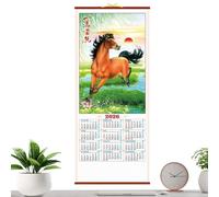 Calendrier mural de bureau, planificateur mensuel à suspendre - Calendrier lunaire 2026 année du cheval - Planification pour bureau, école, salle de ortoir, maison, Nouvel An chinois
