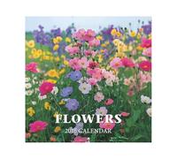 Calendrier mural de fleur 2026, avec style gouttial, 28x28 cm, calendrier des fleurs esthétique, décor d'art mural du planificateur mensuel floral, design décoratif, pour les femmes