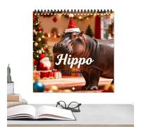 Calendrier mural décoratif 2027 sur douze mois Motif hippopotame | Le calendrier mural de 12 mois aide à organiser les rendez-vous et les plans avec des mises en page mensuelles claires tout