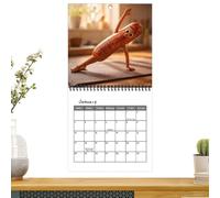 Calendrier mural drôle saucisse yoga grands blocs épais | Calendrier 2027 à reliure double spirale pour maison, bureau, école, dortoir, bureau, étagère, enfants, adultes, enseignants