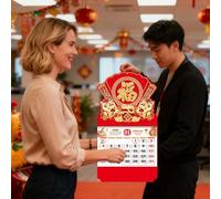 Calendrier Mural du Nouvel An Chinois 2026 Année du Cheval,Outils De Planification - Calendrier Mensuel Nouvel An Lunaire | pour Bureau École Restaurant Atelier Studio Artistes Étudiants Enseignant