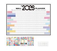 Calendrier mural effaçable 2026 - Planificateur annuel - Vue toute l'année - 74 x 52 x 5 cm - Pour la planification - Poster mural en papier recyclé