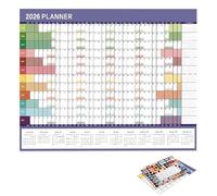 Calendrier mural effaçable à sec 2026 74 x 52,5 x 0,5 cm Planificateur mural décoratif 2026 Calendrier mural effaçable réutilisable avec étiquettes pratiques pour école, maison, vacances