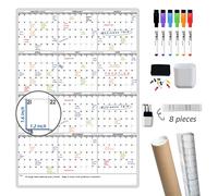 Calendrier mural effaçable à sec - 96,5 x 66 cm - Calendrier annuel vierge non daté - Tableau blanc laminé de qualité supérieure - Calendrier de bureau laminé réutilisable de 12 mois (vertical)