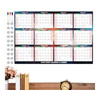 Calendrier mural effaçable à sec - Calendrier 2026 - Réutilisable - Tableau blanc - Calendrier effaçable - Pour l'école, le réfrigérateur, la cuisine