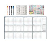 Calendrier mural effaçable à sec - Calendrier annuel non daté, organiseur | Calendrier vertical de 12 mois, calendrier tableau blanc réutilisable, planificateur mensuel effaçable pour étudiants