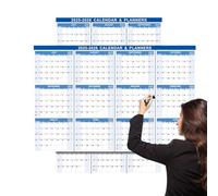 Calendrier mural effaçable à sec, calendrier mensuel effaçable à sec pour mur, planificateur annuel laminé de 12 mois pour chambre à coucher, salon