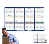 Calendrier mural effaçable à sec, calendrier mural 2025 | Calendrier mural annuel effaçable Calendrier 2025 depuis 12 mois,Calendrier de travail polyvalent, planificateur annuel mural p