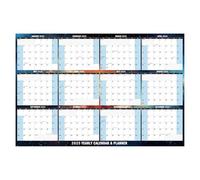 Calendrier mural effaçable à sec | Tableau annuel réutilisable avec motif céleste bleu, planification à long terme, calendrier de productivité de bureau pour les étudiants, la maison et la