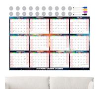 Calendrier mural effaçable à sec | Tableau blanc réutilisable - Organiseur effaçable vierge pour dortoir, famille, cuisine, réfrigérateur, réfrigérateur, université, école