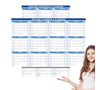 Calendrier mural effaçable à sec | Tableau de calendrier effaçable à sec pour mur - horizontal/vertical, planificateur annuel de 12 mois pour l'école à domicile