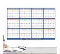 Calendrier mural effaçable - Tableau blanc double face 12 mois | Planificateur mensuel réutilisable à écriture lisse, marqueur effaçable à la maison pour les familles, les amoureux