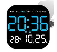 Calendrier mural électronique - Grand écran LED avec télécommande | Horloge électrique à piles avec date et jour de la semaine - Réveil numérique multifonction pour la maison