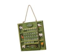 Calendrier mural en bois à commutation manuelle pour chambre à coucher, bureau, magasin, éléments animaux mignons verts